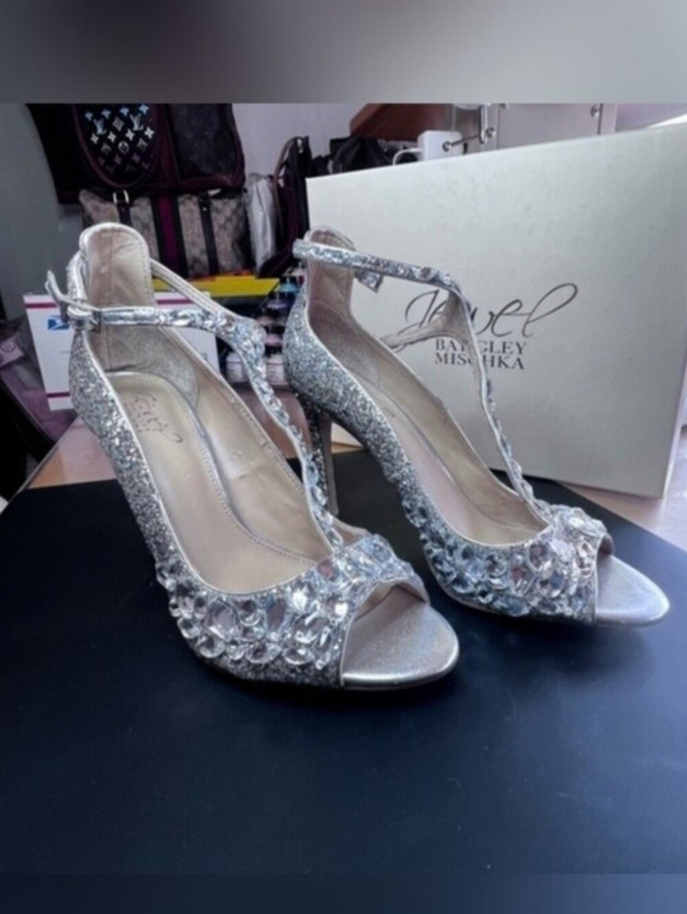 Jeweld Badgley Mischka Conroy Metallic Glitter Evening Shoe, Silver
